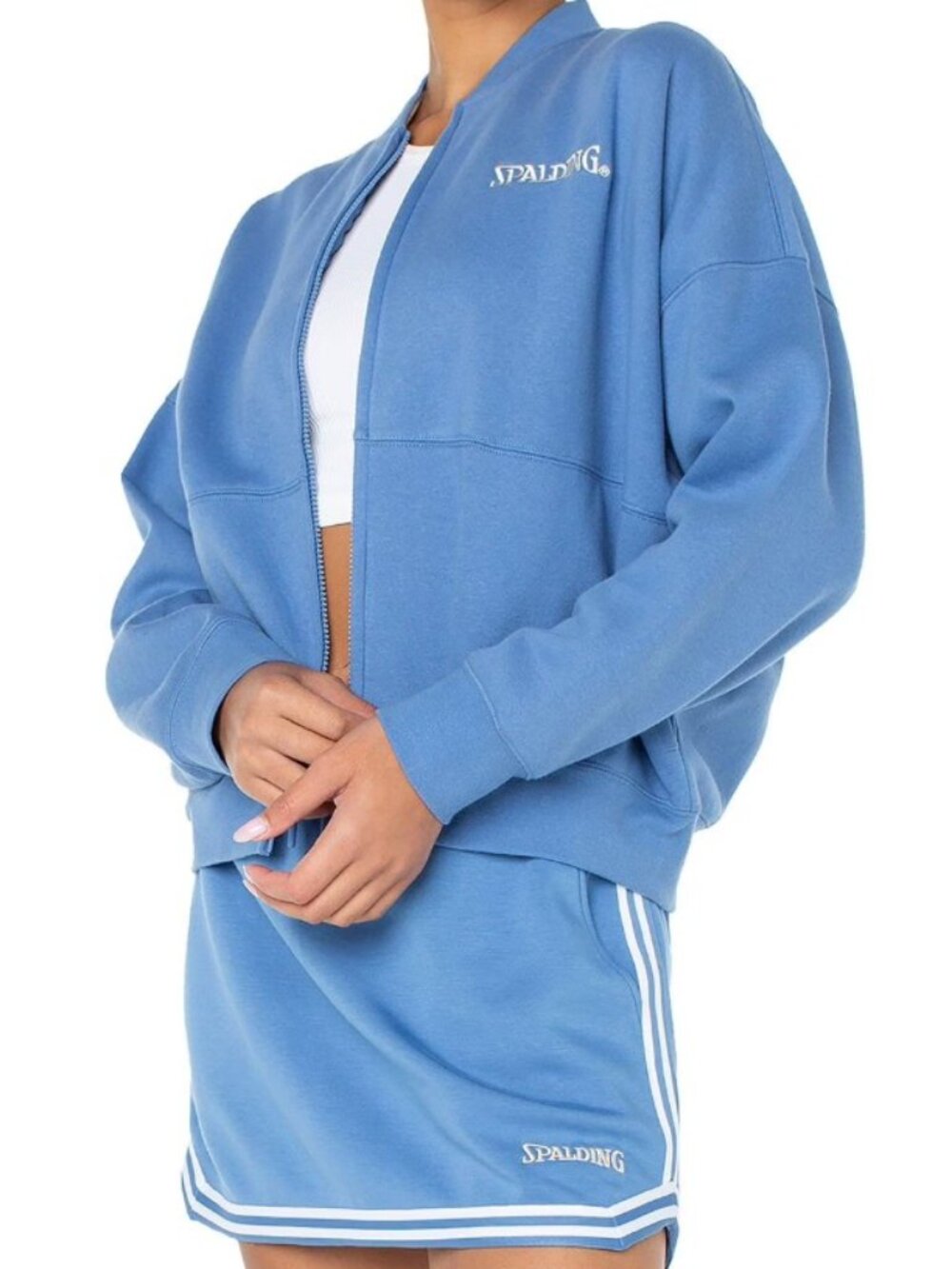 NWT! Spaulding Fleece Bomber Jacket Sky Blue Size XS